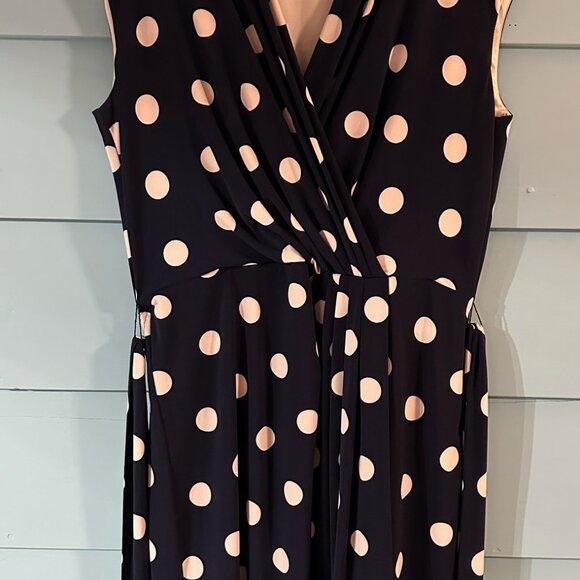 Eliza J, Size 12, Navy Blue with cream polka dots. Fully lined. - Picture 11 of 14